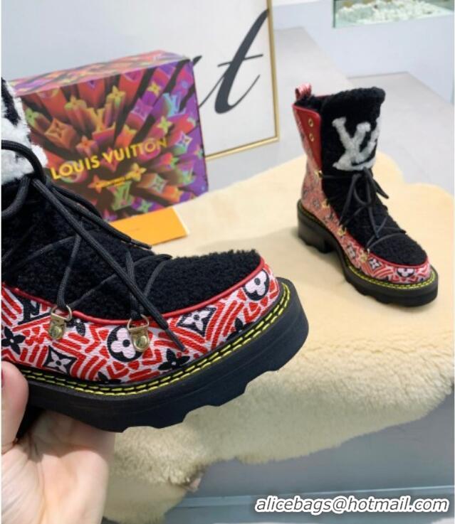 Cool Louis Vuitton LV Beaubourg Short Boots in Crafty Canvas and Shearling Wool 1A8CUQ Red