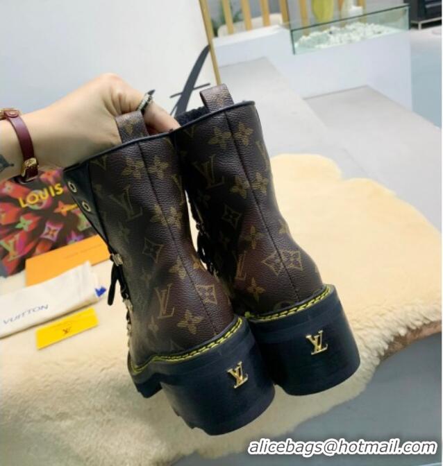 Cute Louis Vuitton LV Beaubourg Short Boots in Monogram Canvas and Shearling Wool 1A8CUQ