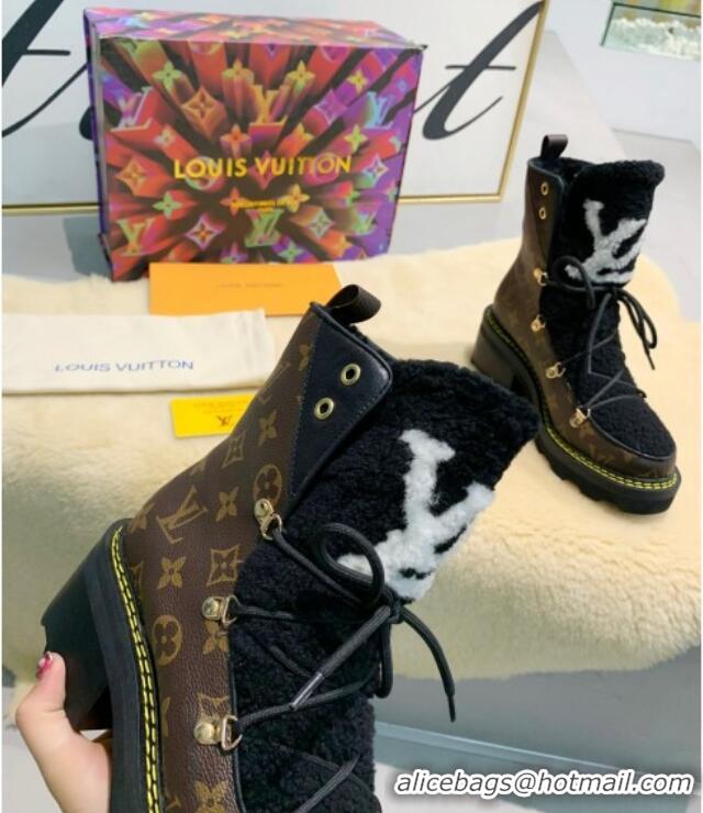 Cute Louis Vuitton LV Beaubourg Short Boots in Monogram Canvas and Shearling Wool 1A8CUQ