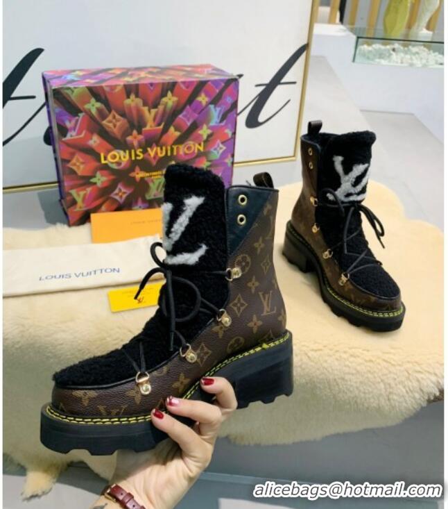 Cute Louis Vuitton LV Beaubourg Short Boots in Monogram Canvas and Shearling Wool 1A8CUQ