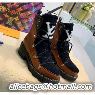 Good Product Louis Vuitton LV Beaubourg Short Boots in Leather and Shearling Wool 1A8CUQ Brown