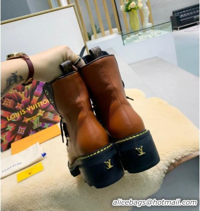 Good Product Louis Vuitton LV Beaubourg Short Boots in Leather and Shearling Wool 1A8CUQ Brown