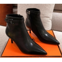 Pretty Style Hermes Calfskin Blanche Ankle Boot With 6cm Heel 111287 Black