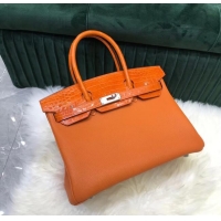 Youthful Hermes Birkin Bag Original Leather crocodile togo HBK2530 orange