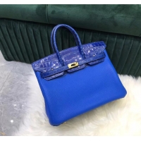 Best Price Hermes Birkin Bag Original Leather crocodile togo HBK2530 Electro optic blue