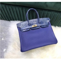 Inexpensive Hermes Birkin Bag Original Leather crocodile togo HBK2530 Blue