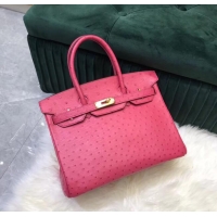 Shop Design Hermes Birkin Bag Original Leather Ostrich skin HBK2530 rose