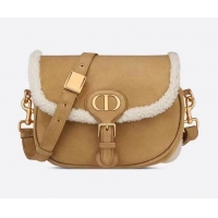 Good Product MEDIUM DIOR BOBBY BAG Camel-Colored Shearling M9319U