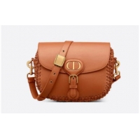 Promotional MEDIUM DIOR BOBBY BAG Dark Tan Grained Calfskin with Whipstitched Seams M9319U