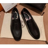 Custom Hermes Ancora Supple Goatskin Loafers with Cut out H 010617 Black