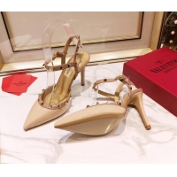 Shop Duplicate Valentino Rockstud Patent Leather Slingback Pump With 9.5cm Heel 031804 Nude