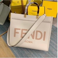 High Quality FENDI SUNSHINE MEDIUM beige leather shopper 8BH386A