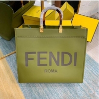 Hot Sell FENDI SUNSHINE MEDIUM green leather shopper 8BH386A