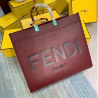 Discount FENDI SUNSHINE large Burgundy leather shopper 8BH387A