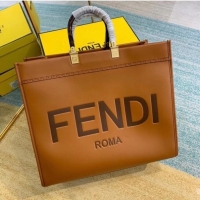 Well Crafted FENDI SUNSHINE large brown leather shopper 8BH387A