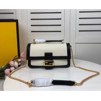 Reasonable Price FENDI BAGUETTE CHAIN Black and white nappa leather bag 8BR783A