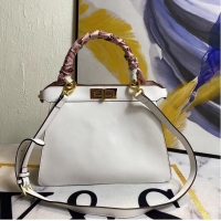 Popular Design FENDI PEEKABOO ICONIC MEDIUM White leather bag F6946