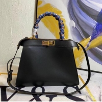 Pretty Style FENDI PEEKABOO ICONIC MEDIUM black leather bag F6946