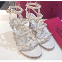 Sophisticated Valentino Leather Rockstud Sandal With 6.5CM Heel 072066 White