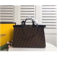 Market Sells FENDI PEEKABOO X-TOTE canvas bag 8BH374A brown&black