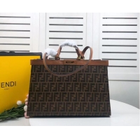 Shop Cheap FENDI PEEKABOO X-TOTE canvas bag 8BH374A brown