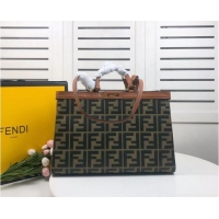 Wholesale FENDI PEEKABOO X-TOTE canvas bag 8BH374A brown&green