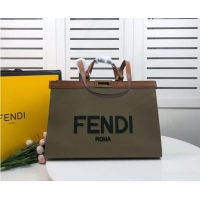 Free Shipping FENDI PEEKABOO X-TOTE canvas bag 8BH374B green