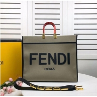 Hot Sell FENDI SUNSHINE LARGE Green flannel shopper 8BH372