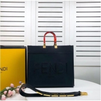 Best Cheap FENDI SUNSHINE LARGE flannel shopper 8BH371 black