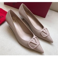 AAAAA Valentino VLogo Lambskin Narrow Toe 4.5cm Low-Heel Pump 072864 Dark Pink