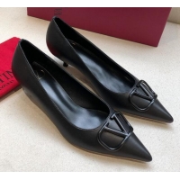 Good Looking Valentino VLogo Lambskin Narrow Toe 4.5cm Low-Heel Pump 072864 Black