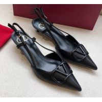 Sophisticated Valentino VLogo Calfskin Slingback Pump With 4cm Heel 073061 Black