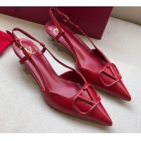 Stylish Valentino VLogo Calfskin Slingback Pump With 4cm Heel 073061 Red