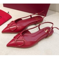 Low Cost Valentino VLogo Signature Calfskin Slingback Ballet Flat 073063 Red