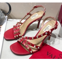 Top Quality Valentino Rockstud Calfskin Sandal 85 mm Heel 073070 Red