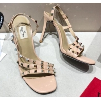 Perfect Valentino Rockstud Calfskin Sandal 85 mm Heel 073070 Beige