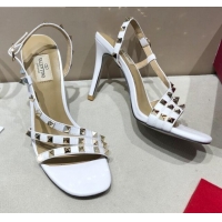 Good Product Valentino Rockstud Calfskin Sandal 85 mm Heel 073070 White