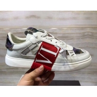 Discount Valentino VL7N Sneaker with Banded Calfskin and Print 080840 Red/Purple