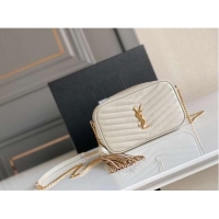 Classic Yves Saint Laurent VINTAGE CAMERA BAG IN Calfskin Leather 6125791 white