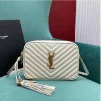 Discount Yves Saint Laurent LOU CAMERA BAG IN QUILTED LEATHER 612544 white