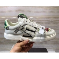 Good Quality Valentino VL7N Sneaker with Banded Calfskin and Print 080840 Grey/Green