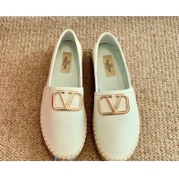 Best Price Valentino VLogo Leather Espadrilles 082816 White