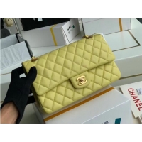 Top Design Chanel classic handbag Lambskin & gold Metal A01112 lemon