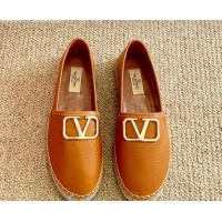 Top Quality Valentino VLogo Leather Espadrilles 082816 Brown