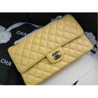 Grade Quality Chanel flap bag Iridescent Grained Calfskin&silver Metal -Tone AS1112 yellow