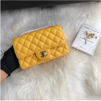 Low Cost Chanel mini flap bag Grained Calfskin A1116 Yellow Silver