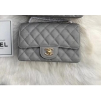 Top Design Chanel mini flap bag Grained Calfskin A1116 Gray Gold