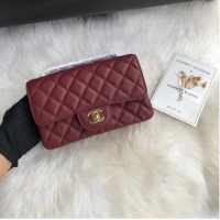 Buy Discount Chanel mini flap bag Grained Calfskin A1116 Burgundy Gold