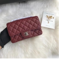 Promotional Chanel mini flap bag Grained Calfskin A1116 Burgundy Silver