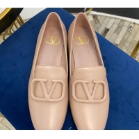 Cute Valentino Garavani VLogo Calfskin Flat Loafers 092258 Pink 